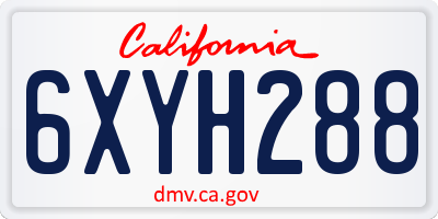 CA license plate 6XYH288