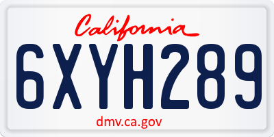 CA license plate 6XYH289