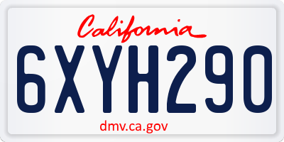 CA license plate 6XYH290