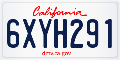CA license plate 6XYH291