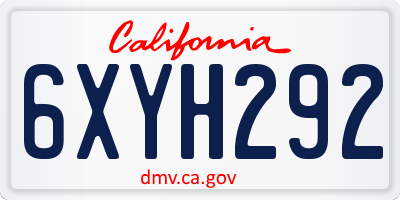 CA license plate 6XYH292