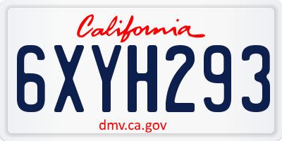 CA license plate 6XYH293
