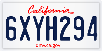 CA license plate 6XYH294