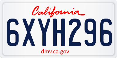 CA license plate 6XYH296