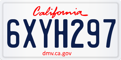 CA license plate 6XYH297