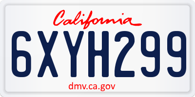 CA license plate 6XYH299
