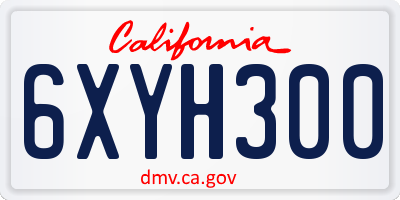 CA license plate 6XYH300