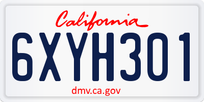CA license plate 6XYH301