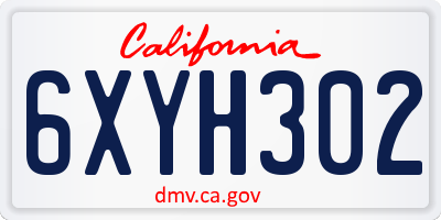 CA license plate 6XYH302