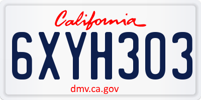 CA license plate 6XYH303