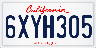 CA license plate 6XYH305