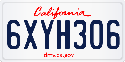 CA license plate 6XYH306