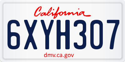 CA license plate 6XYH307