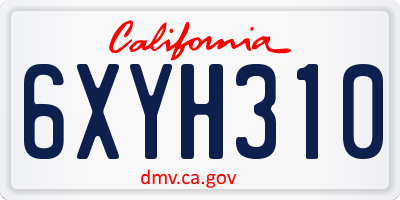 CA license plate 6XYH310