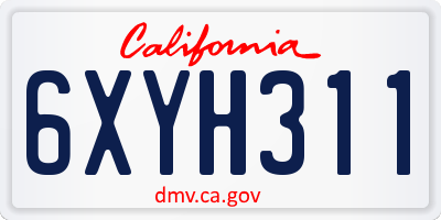 CA license plate 6XYH311