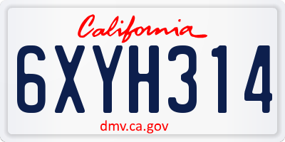 CA license plate 6XYH314
