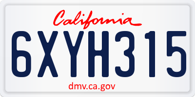 CA license plate 6XYH315