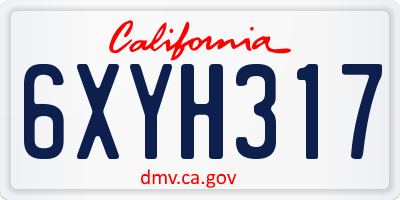CA license plate 6XYH317
