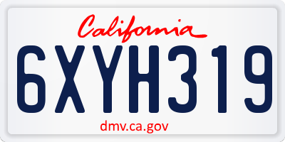 CA license plate 6XYH319