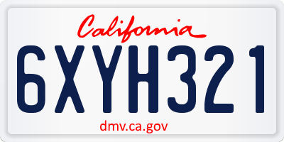 CA license plate 6XYH321