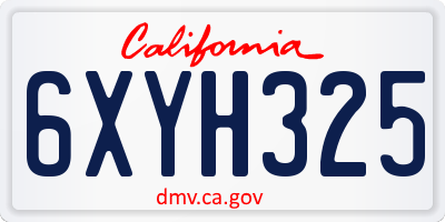 CA license plate 6XYH325