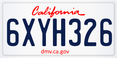 CA license plate 6XYH326