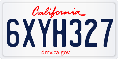 CA license plate 6XYH327