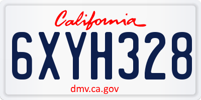 CA license plate 6XYH328