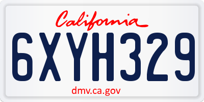 CA license plate 6XYH329