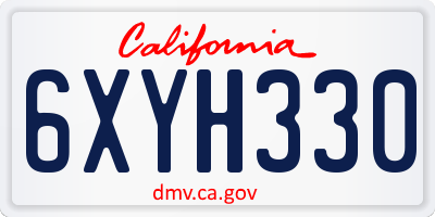 CA license plate 6XYH330