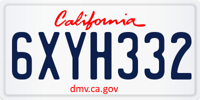 CA license plate 6XYH332