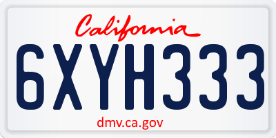 CA license plate 6XYH333