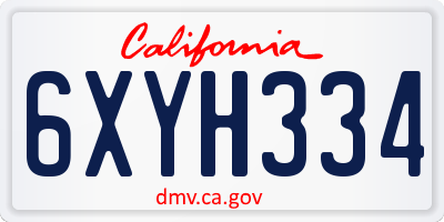 CA license plate 6XYH334