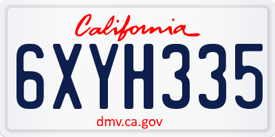 CA license plate 6XYH335