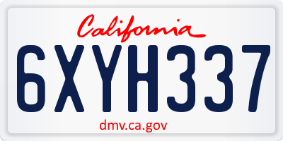 CA license plate 6XYH337