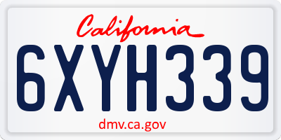 CA license plate 6XYH339