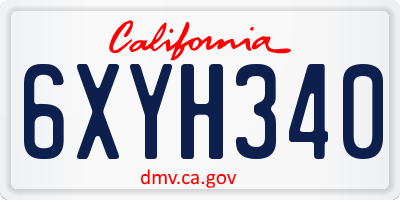 CA license plate 6XYH340