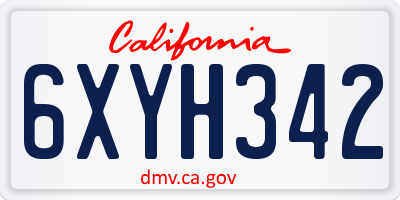 CA license plate 6XYH342