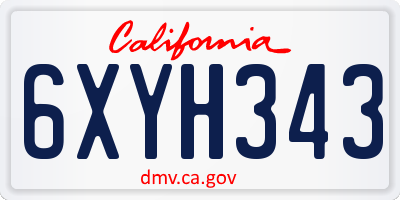 CA license plate 6XYH343