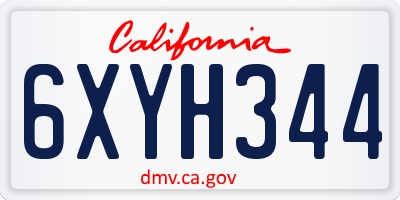 CA license plate 6XYH344