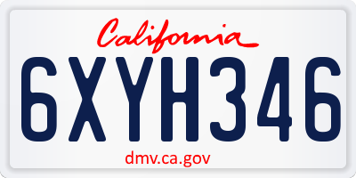CA license plate 6XYH346