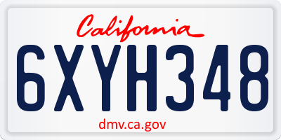CA license plate 6XYH348