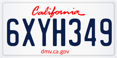 CA license plate 6XYH349