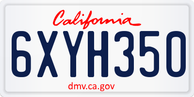 CA license plate 6XYH350