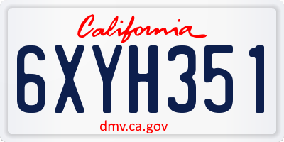 CA license plate 6XYH351