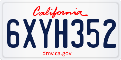 CA license plate 6XYH352