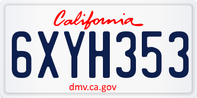 CA license plate 6XYH353