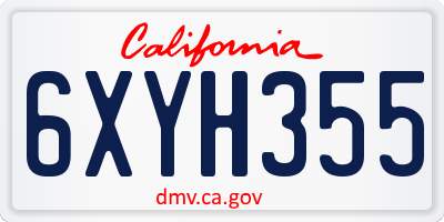 CA license plate 6XYH355