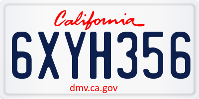 CA license plate 6XYH356