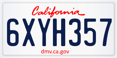 CA license plate 6XYH357